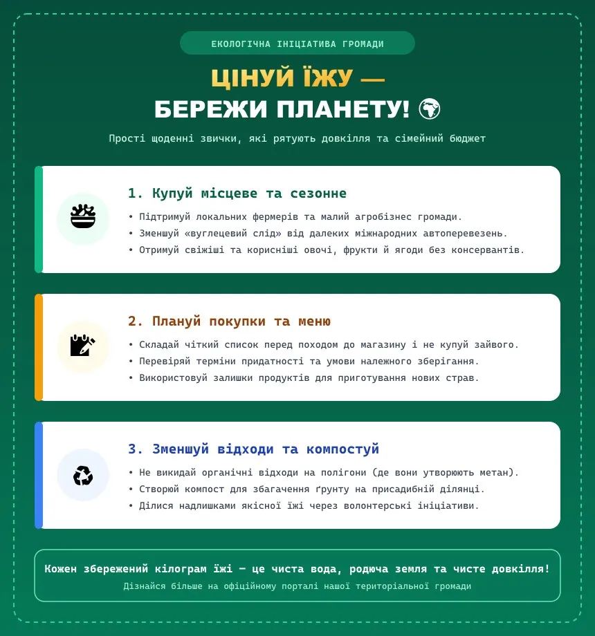 Рекламна листівка «Цінуй їжу — бережи планету!»