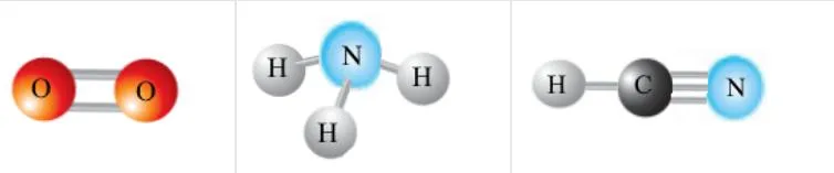 моделі молекул O_2, NH_3 і HCN