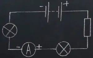 Накресліть схему електричного кола (рис. 2), позначте на ній полярність клем амперметра
