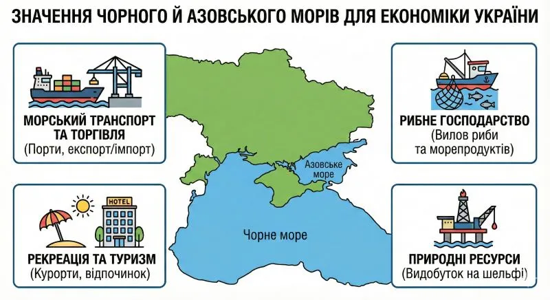 Значення Чорного й Азовського морів для економіки України»
