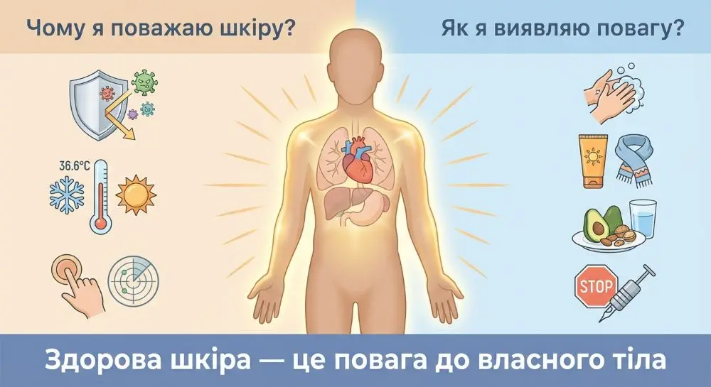 Конструює інфографіку «Повага та шкіра»