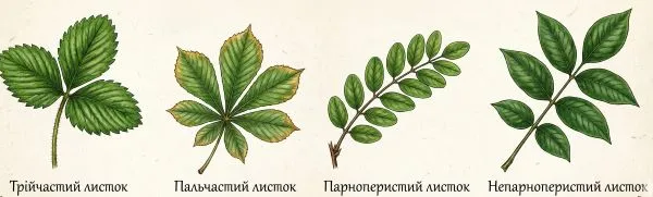 Рис. 2. Типи листків