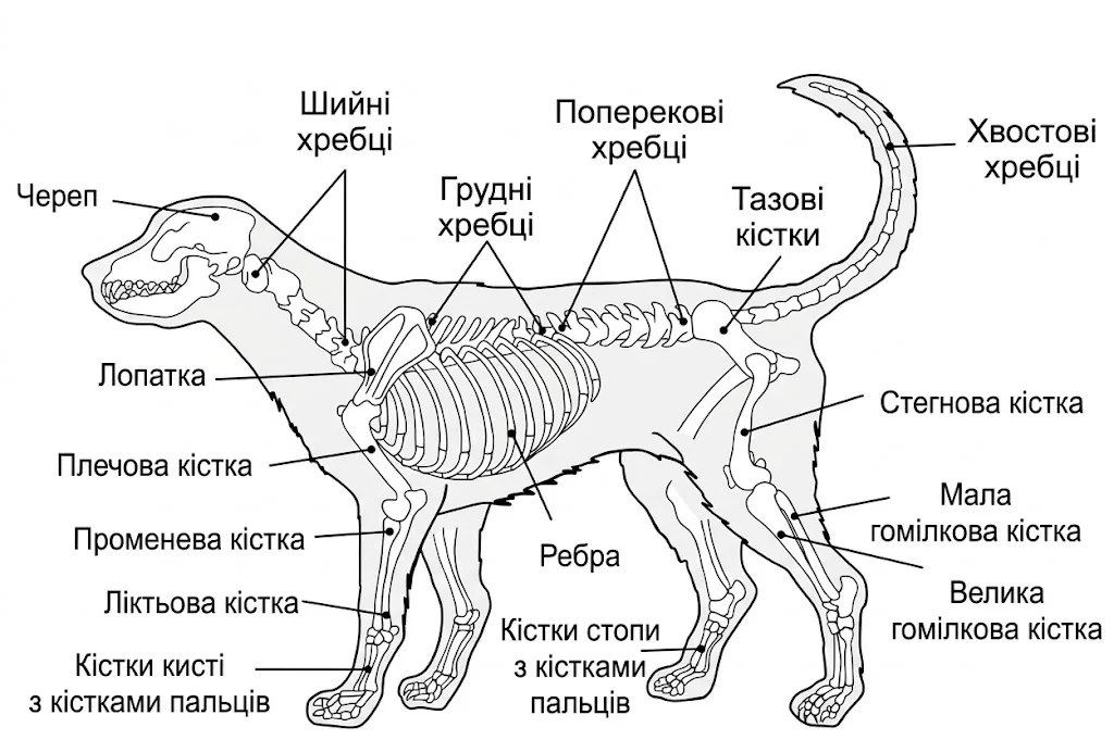 Будова скелета ссавця на прикладі собаки