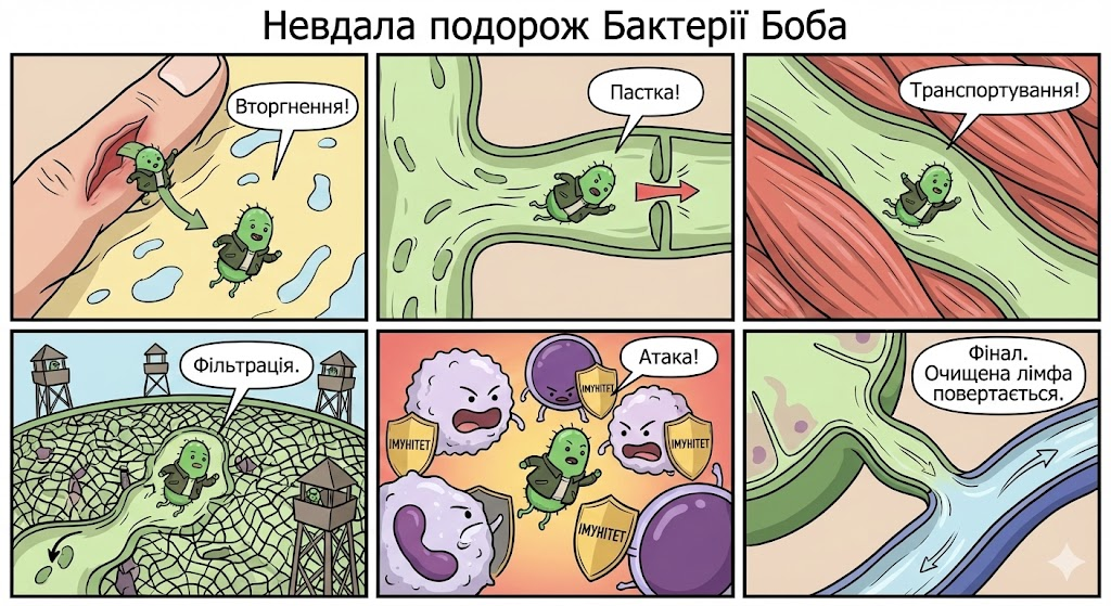 Створіть інтерактивну комікс-історію або буклет про рух мікроорганізмів організмом людини
